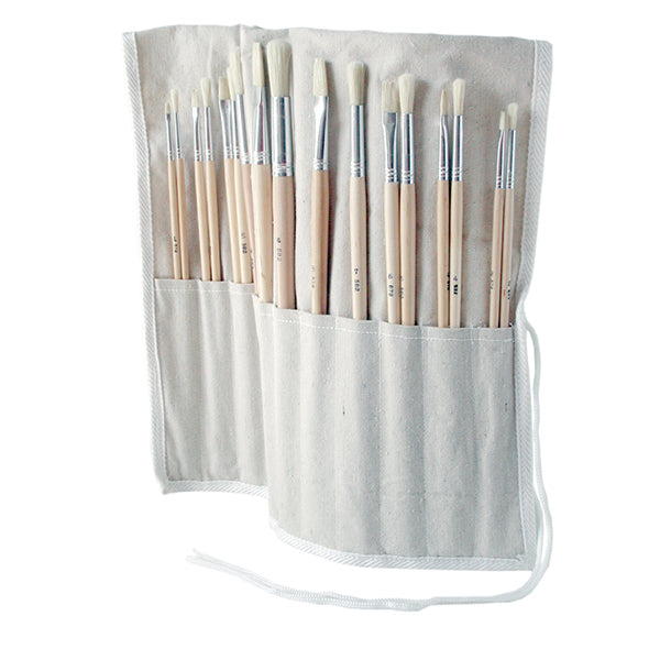 Bristle Brush Bundle Set of 18 with Canvas Rollup