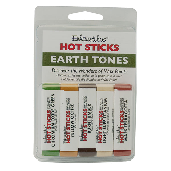 Enkaustikos Hot Sticks Encaustic Wax Paint Set Earth Tones Set of 5