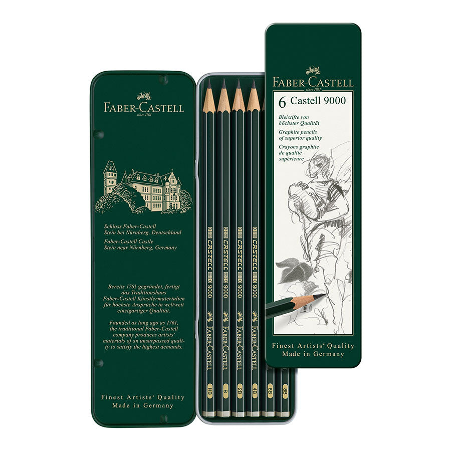 Faber-Castell Castell 9000 Graphite Pencil Set of 6