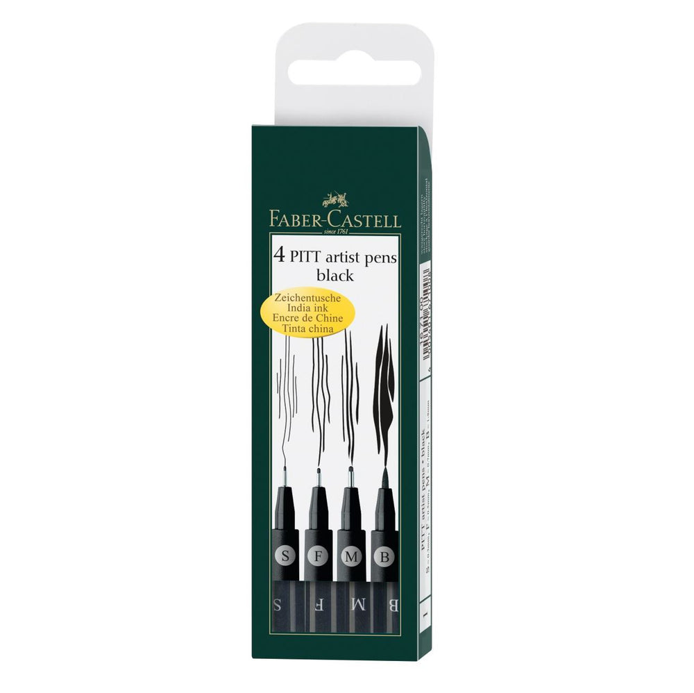 Faber-Castell PITT Artist Pen Set - Set of 4 Black