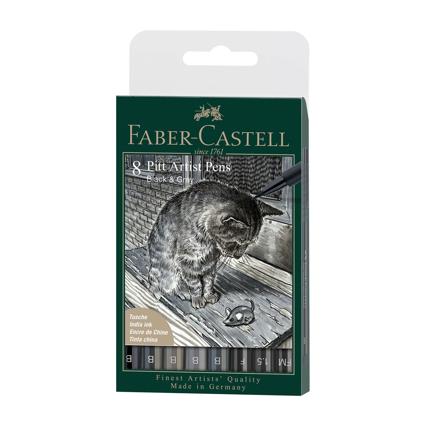 Faber-Castell PITT Artist Brush Pen Black & Grey Set of 8