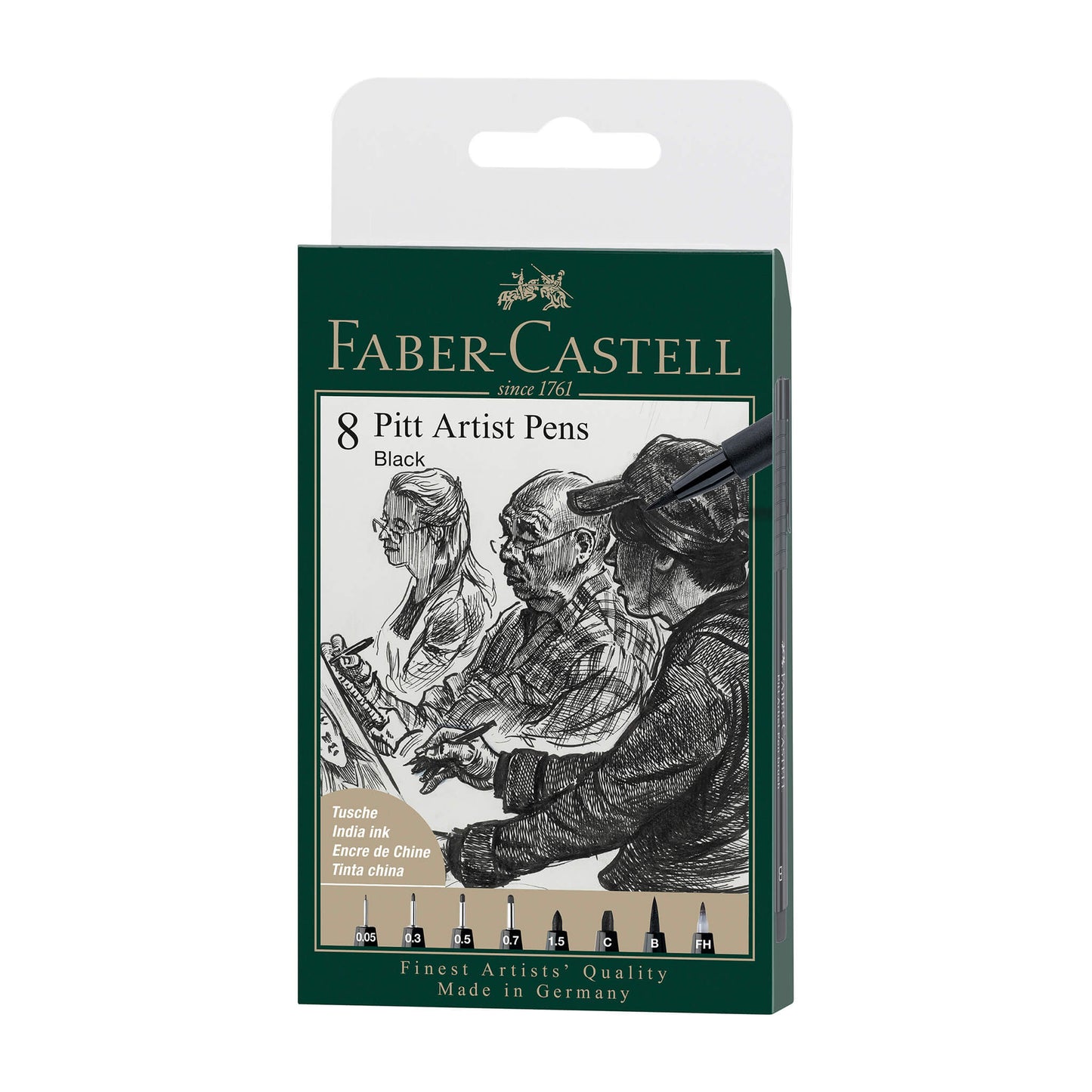 Faber-Castell PITT Artist Pen Set - Set of 8 Black