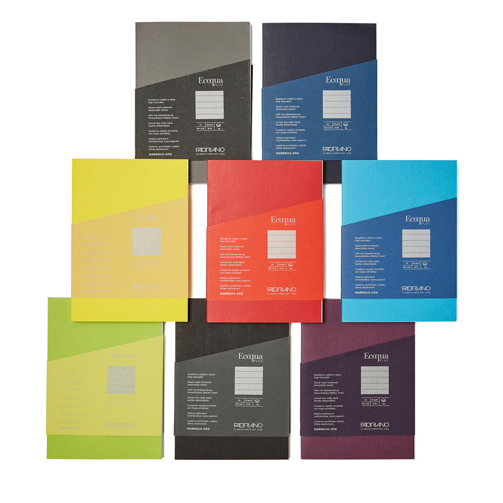 Image of 8 colours of Fabriano Ecoqua Plus Glue-bound Notebooks