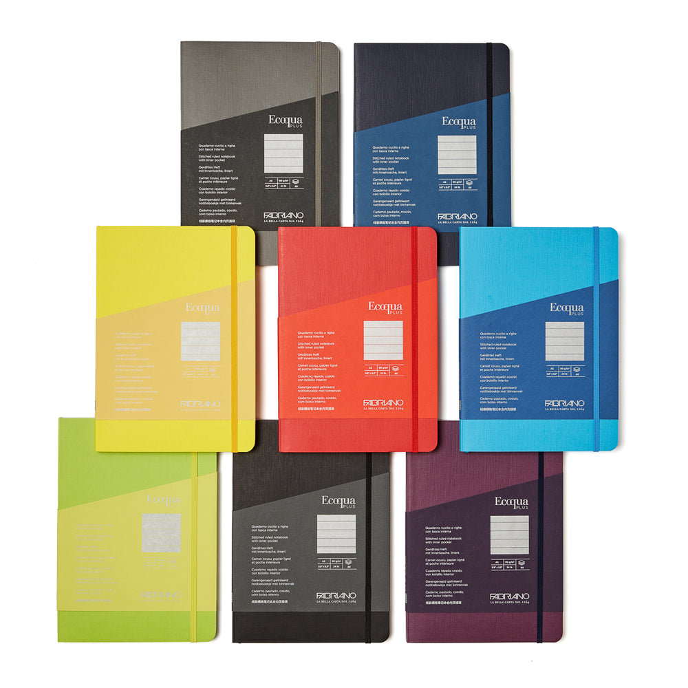 Image of 8 colours of Fabriano Ecoqua Plus Hidden Spiral Notebooks