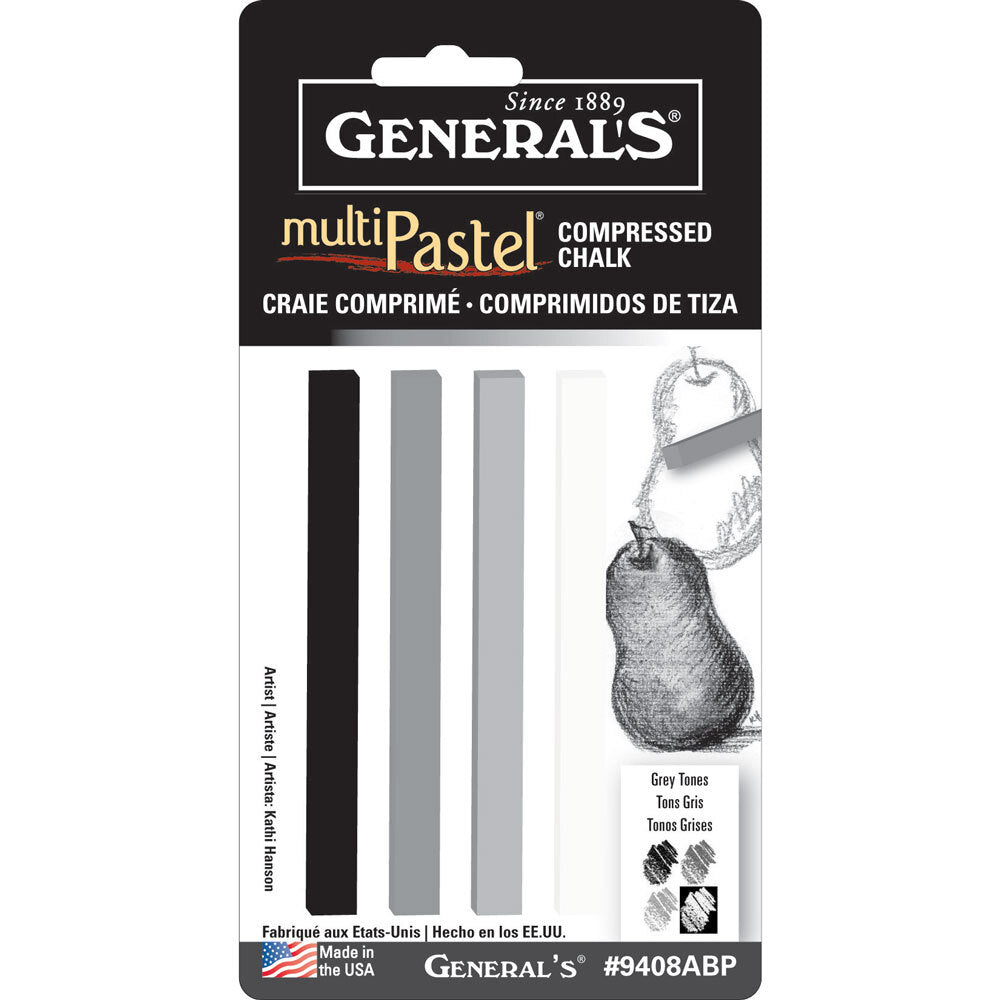 General's Multi-Pastel Chalk Pack of 4 Grey Tones