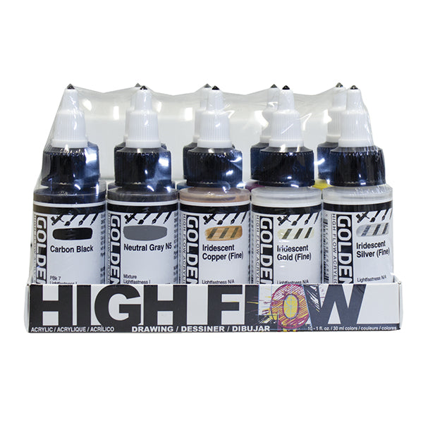 GOLDEN High Flow Acrylics Drawing Set of 10 - Clearance