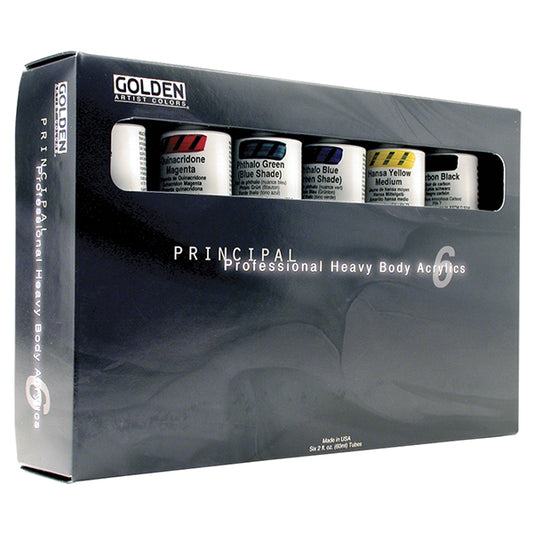 Coffret de 6 peintures acryliques professionnelles GOLDEN Principal Heavy Body, maintenant ou jamais