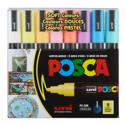 POSCA Acrylic Paint Marker PC-5M Medium Soft Colours Set of 8