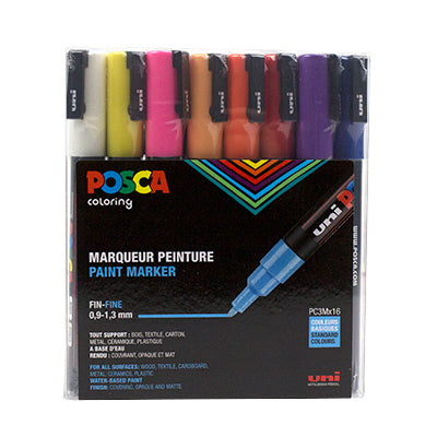 POSCA Acrylic Paint Markers PC-3M Fine Set of 16
