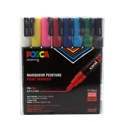 POSCA Acrylic Paint Markers PC-3M Fine Set of 8