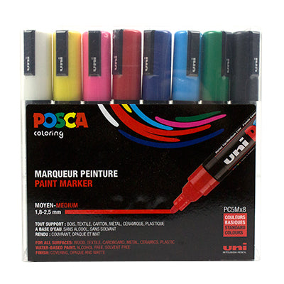 POSCA Acrylic Paint Markers PC-5M Medium Set of 8