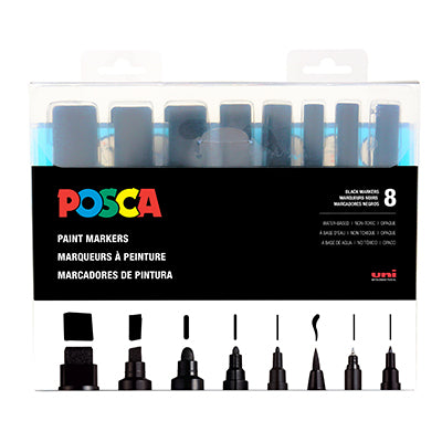 POSCA Paint Markers All Black Set of 8