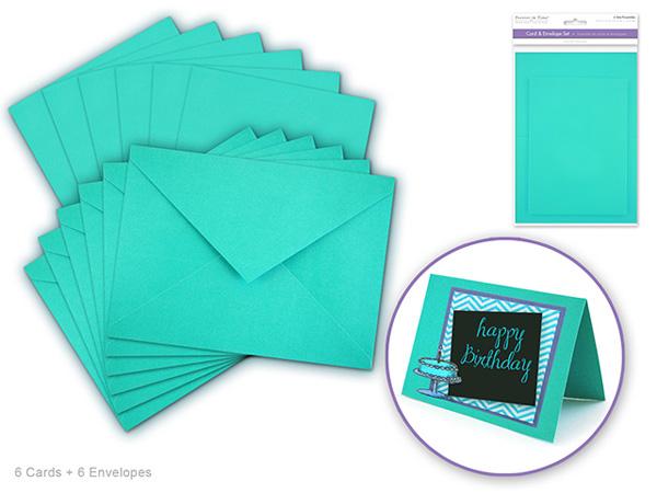Forever in Time - 4.5" x 6" Card & Envelope Set of 6 Teal Blue 4.5" x 6"