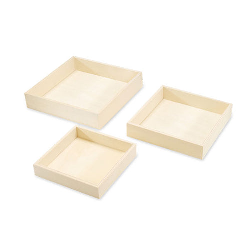 Wood Craft: Natural DIY Mini Square Trays 3/set