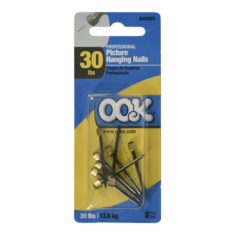 Ook Blue Steel Professional Picture Hanging Nails 30lb Pack of 8