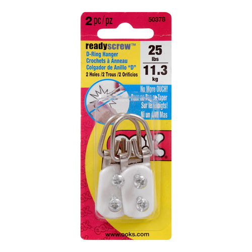 Ook ReadyScrew D-Ring Hangers 2-Hole Pack of 2