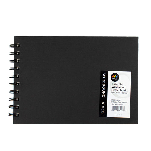 Opus Essential Wirebound Sketchbook Black - Landscape 8" x 5.5"