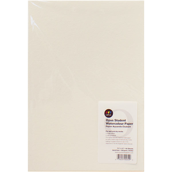 Opus Student Watercolour Cold Press 140lb/300gsm Paper Pack of 40 - 7.5" x 11"
