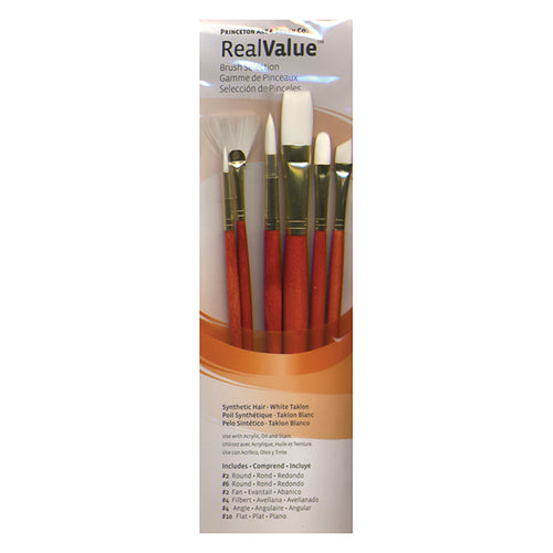 Princeton RealValue Brush Set of 6 - Orange Label Synthetic White Taklon