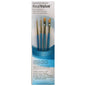 Princeton RealValue Brush Set of 4 - Turquoise Label Synthetic Golden Taklon; Rnd 3, Liner 2,  Shader 6, Ang Shader 1/4