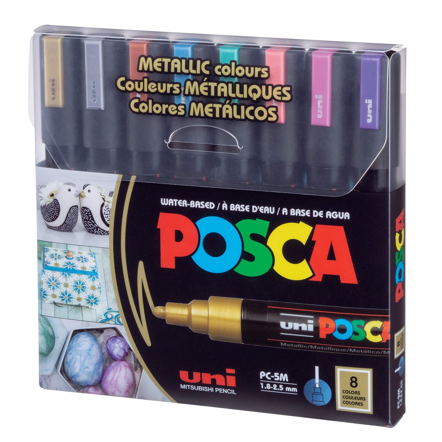 POSCA Acrylic Paint Markers PC-5M Medium Metallic Colours set of 8
