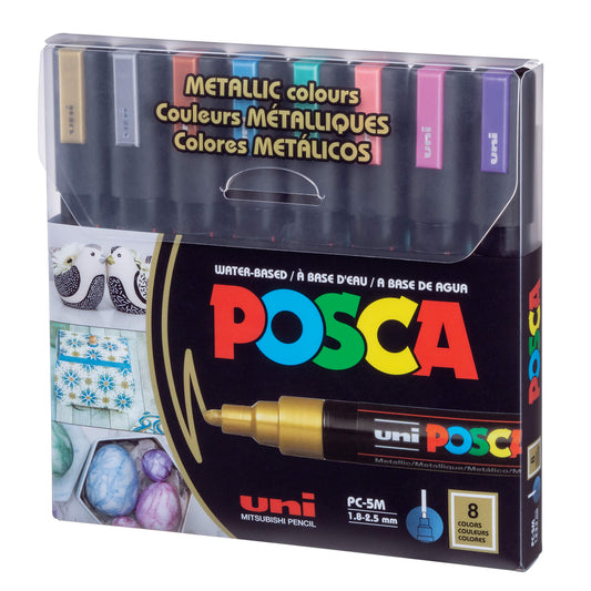 POSCA Acrylic Paint Markers PC-5M Medium Metallic Colours set of 8