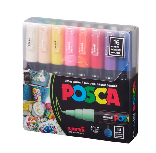 POSCA 16-Color PC-1M Extra-Fine Tapered Tip Basic Set