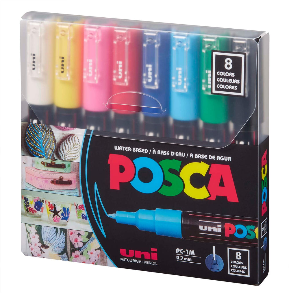 POSCA 8-Color PC-1M Extra-Fine Tapered Tip Basic Set
