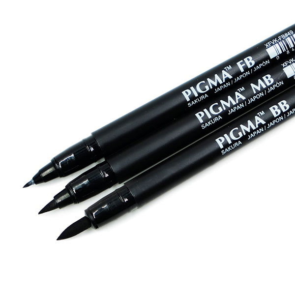 Sakura Professional Pigma Brush Pen Set of 3
