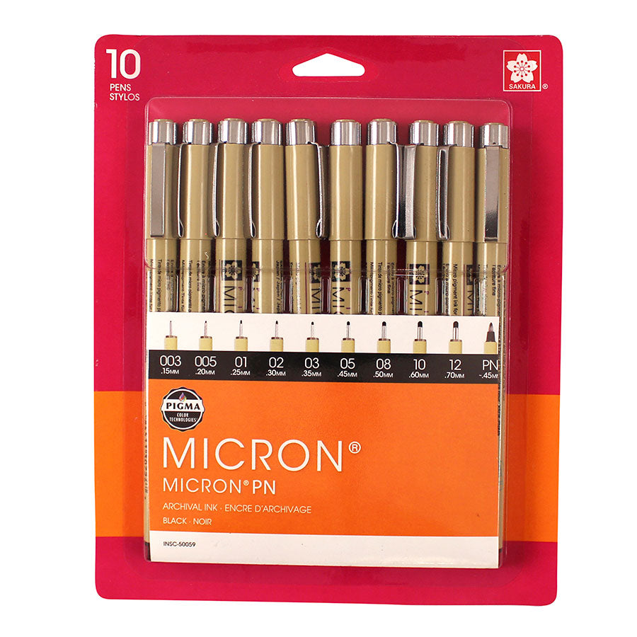 Sakura Pigma Micron Pen - Black Set of 10