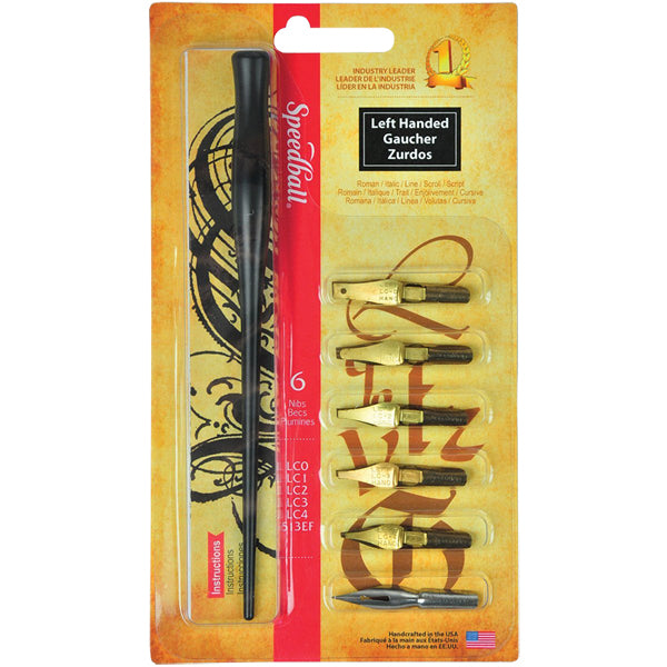 Speedball LC Left-Hand Flat Drawing & Lettering Nibs Set