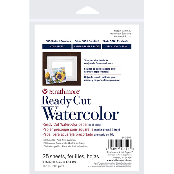 Strathmore 500 Series Ready Cut Watercolor Paper Pack of 25 CP - 5" x 7"