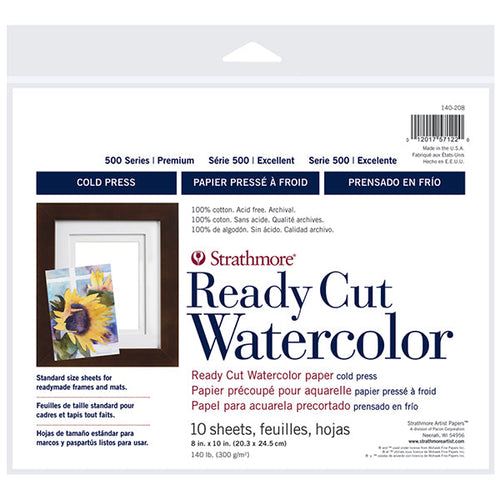 Strathmore 500 Series Ready Cut Watercolor Paper Pack of 10 CP - 8" x 10"
