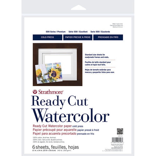 Strathmore 500 Series Ready Cut Watercolor Paper Pack of 6 CP - 11" x 14"
