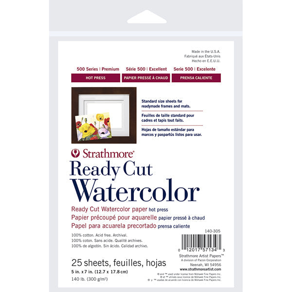Strathmore 500 Series Ready Cut Watercolor Paper Pack of 25 HP - 5" x 7"