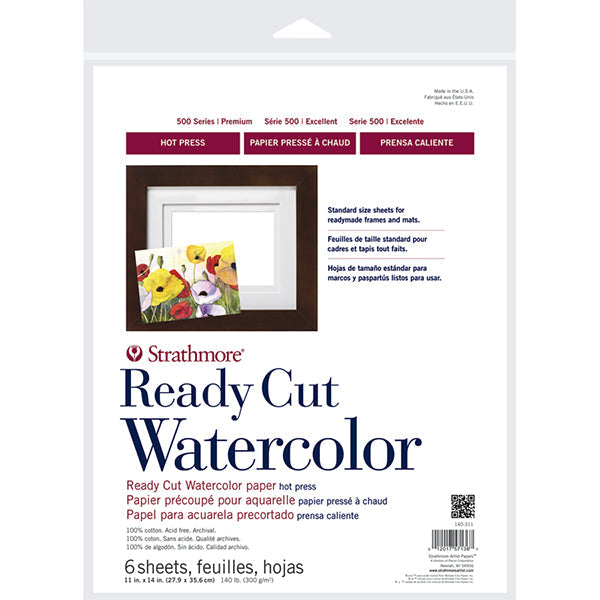 Strathmore 500 Series Ready Cut Watercolor Paper Pack of 6 HP - 11" x 14"