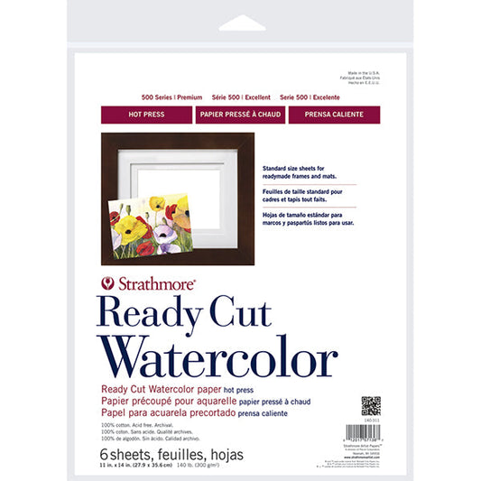 Strathmore 500 Series Ready Cut Watercolor Paper Pack of 6 HP - 11" x 14"