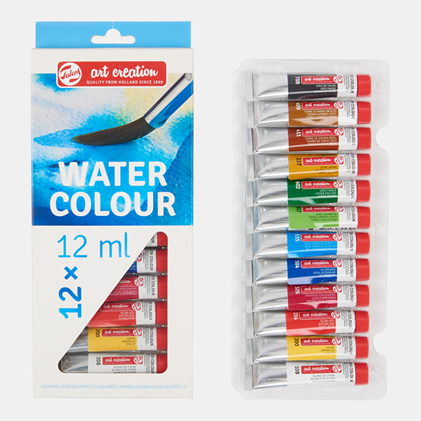 Set Aquarelle Talens Art Creation – 12 Tubes 12 Ml – Peinture Transparente Haute Qualité, Idéal Débutants Et Artistes