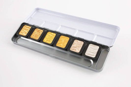FineTec Pearlescent Watercolours Set of 6 Gold Metallics (Shell Image)
