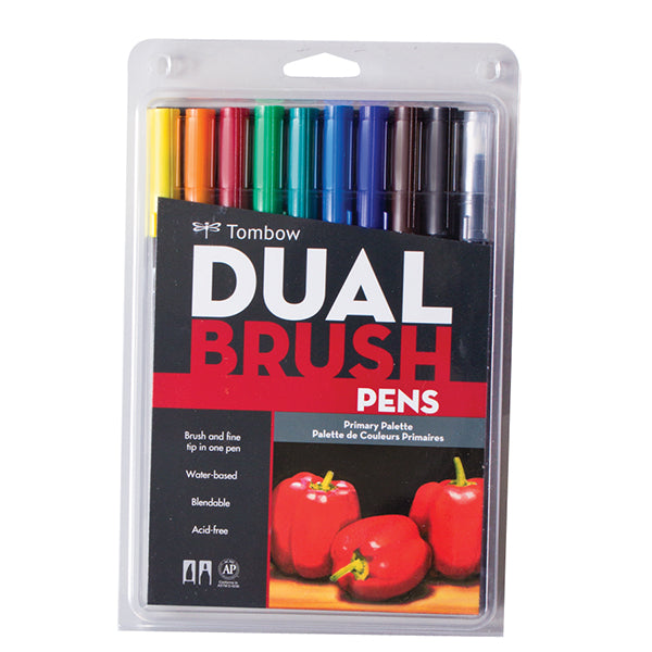 Tombow Dual Brush Pen Set of 10 Primary Palette