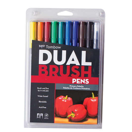Tombow Dual Brush Pen Set of 10 Primary Palette