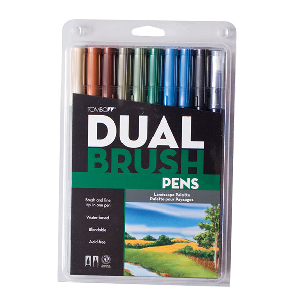 Tombow Dual Brush Pen Set Landscape Palette Set of 10