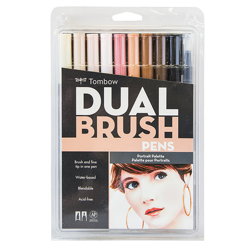Tombow Dual Brush Pen Set Portrait Palette Set of 10