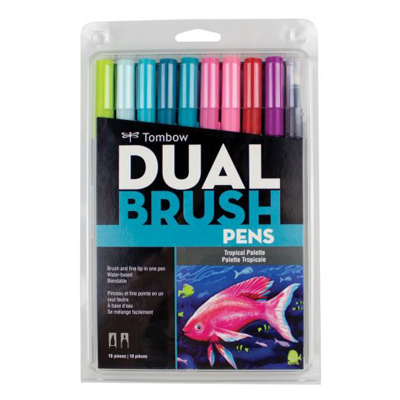 Tombow Dual Brush Pen Set Tropical Set of 10