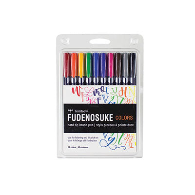 Tombow Fudenosuke Color Brush Pen Set of 10