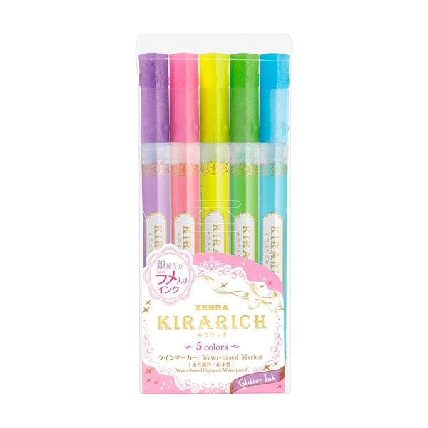 Zebra Kirarich Glitter Highlighter Assorted Set of 5